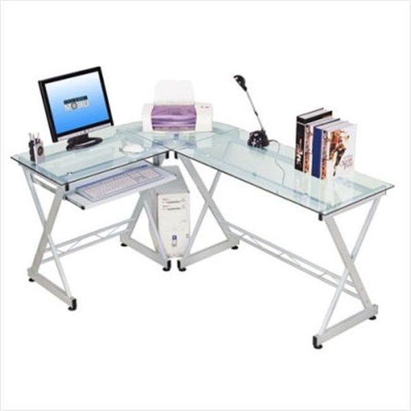 Techni Mobili Techni Mobili CD-3802-GLS Tempered Glass L-Desk Corner Desk Unit RTA-3802-GLS